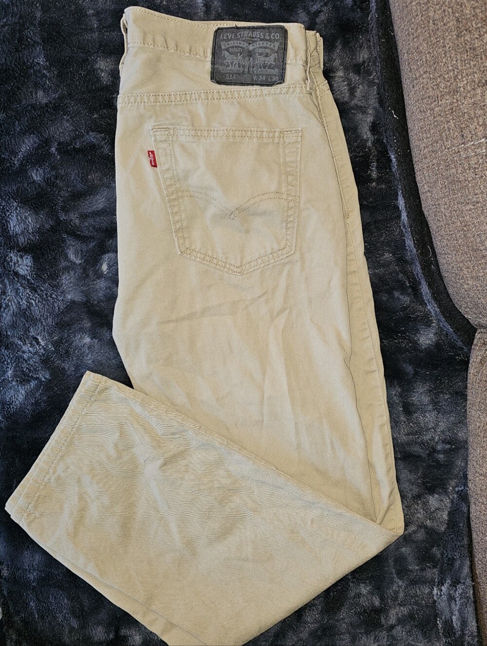 Levi's 514 Jeans Men's Straight Leg 34x30 Khaki Beige Tan Denim Classic Casual - Picture 2 of 6